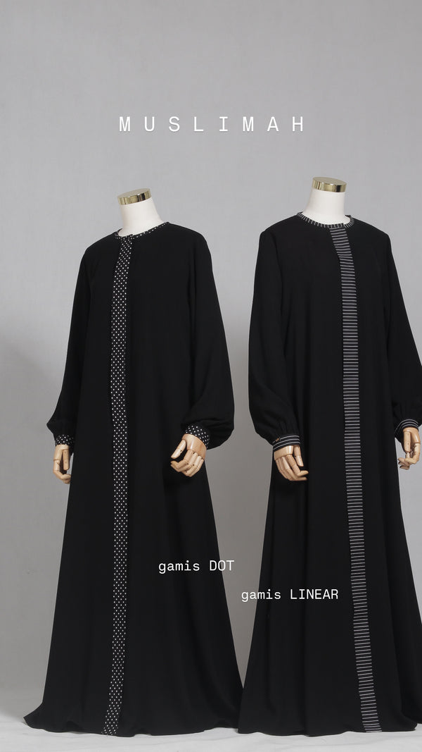 MUSLIMAH GAMIS DOT BLACK