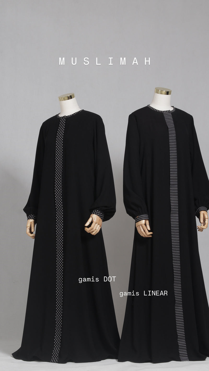 MUSLIMAH GAMIS LINEAR BLACK