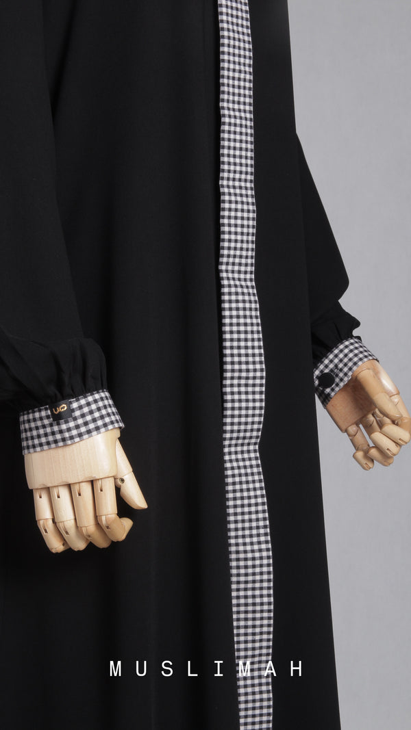 MUSLIMAH GAMIS GINGHAM BLACK