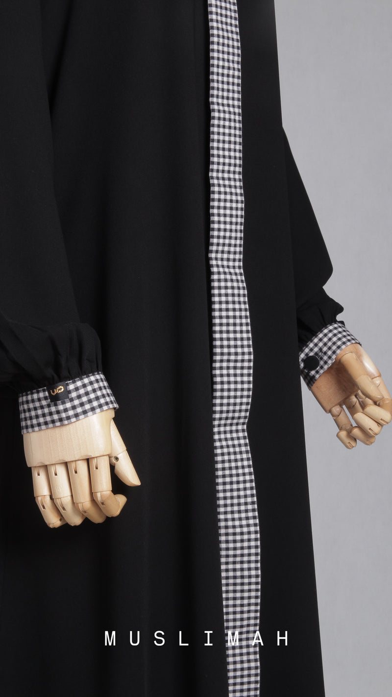 MUSLIMAH GAMIS GINGHAM BLACK