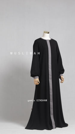 MUSLIMAH GAMIS GINGHAM BLACK