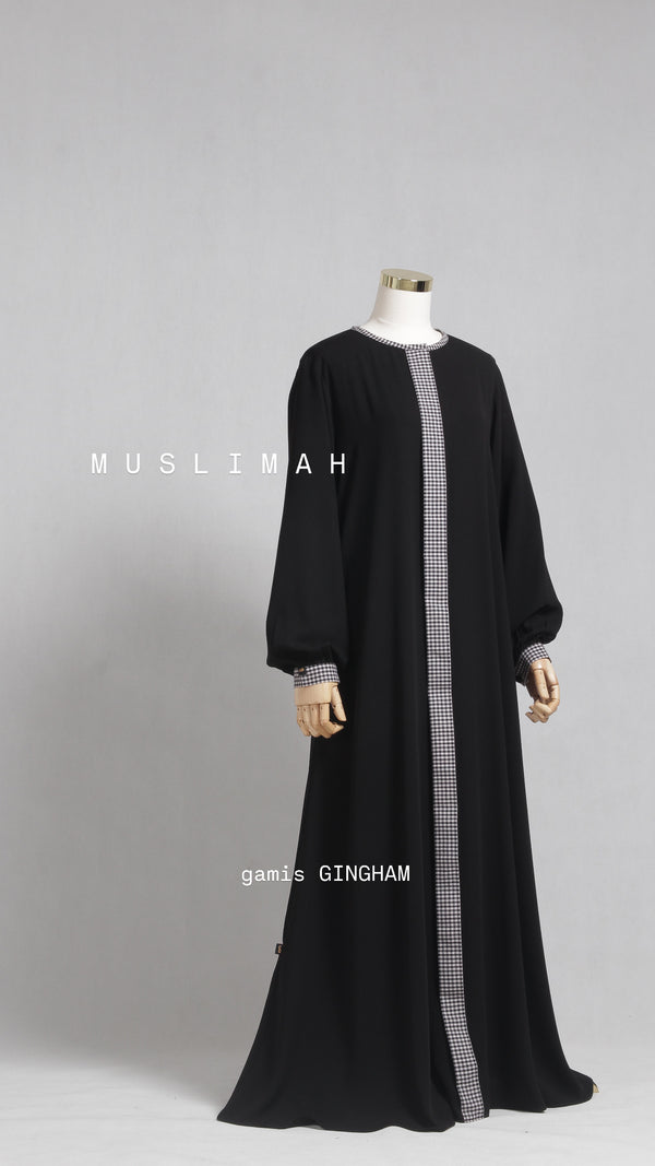 MUSLIMAH GAMIS GINGHAM BLACK