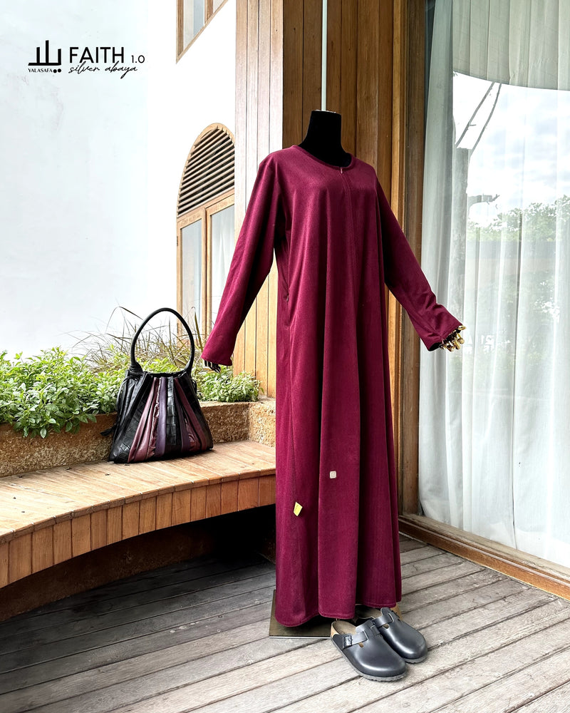 FAITH 1.0 SILVER ABAYA MAROON