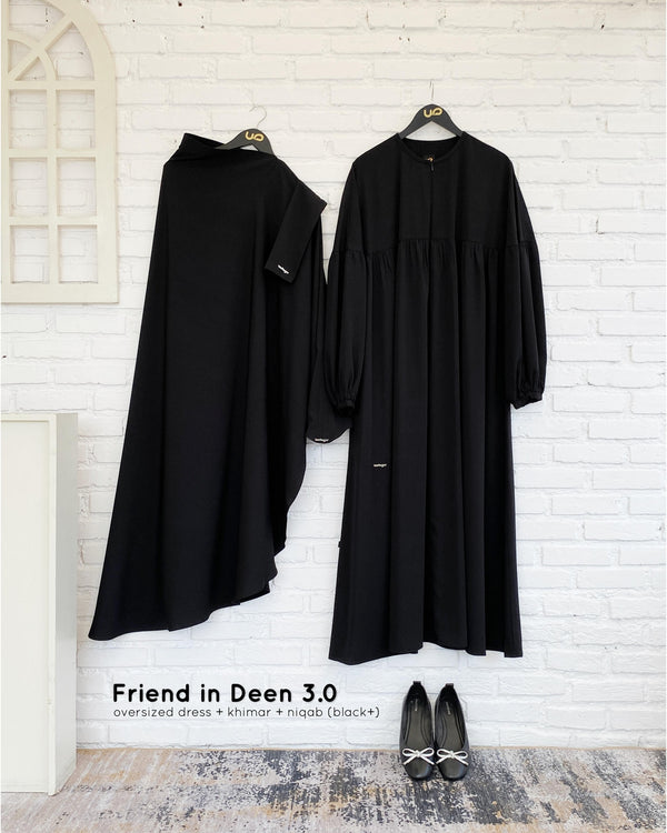 Friend in Deen 3.0 Safago Silver Khimar Black (+)