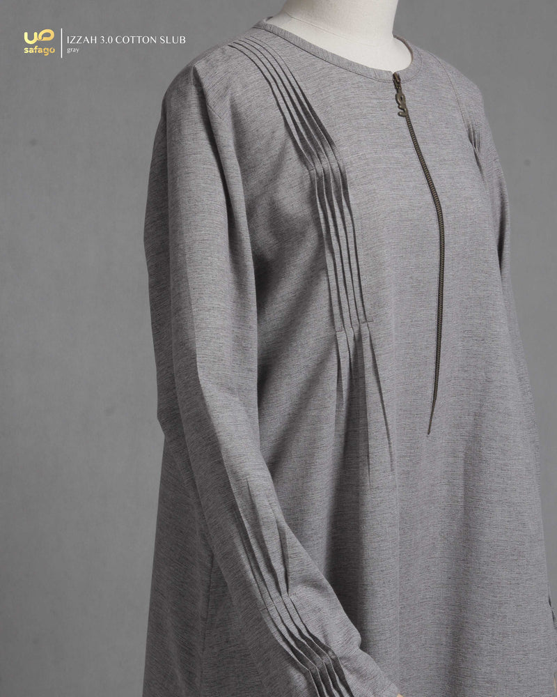 IZZAH 3.0 COTTON SLUB GAMIS GRAY