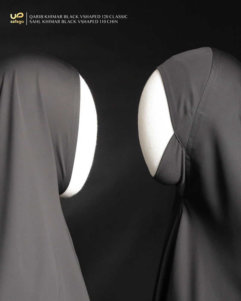 QARIB KHIMAR BLACK VSHAPED 110 CHIN