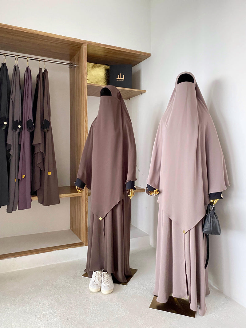 RAMADHAN 1445 SHINE ABAYA TAUPE GRAY