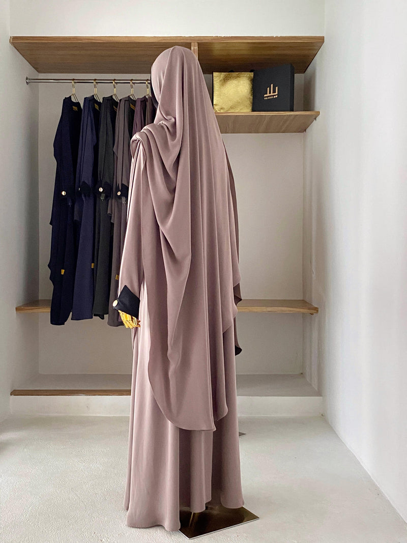 RAMADHAN 1445 SHINE ABAYA TAUPE GRAY