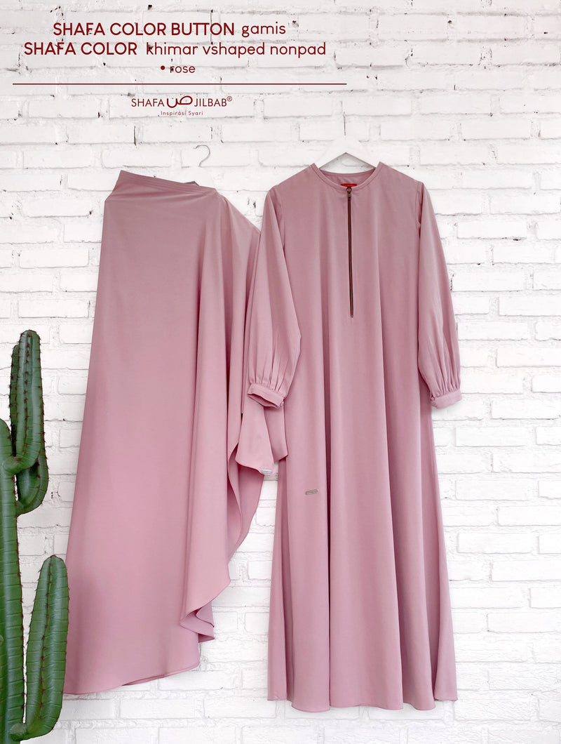 SHAFA COLOR GAMIS BUTTON ROSE