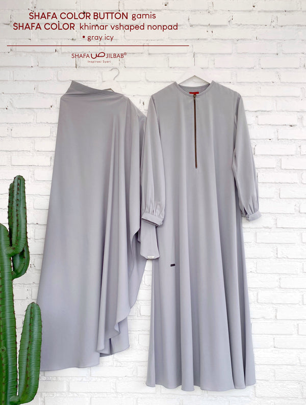 SHAFA COLOR GAMIS BUTTON GRAY ICY