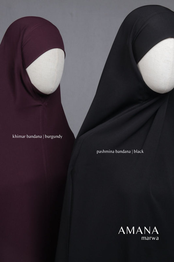 AMANA MARWA PASHMINA BLACK BANDANA