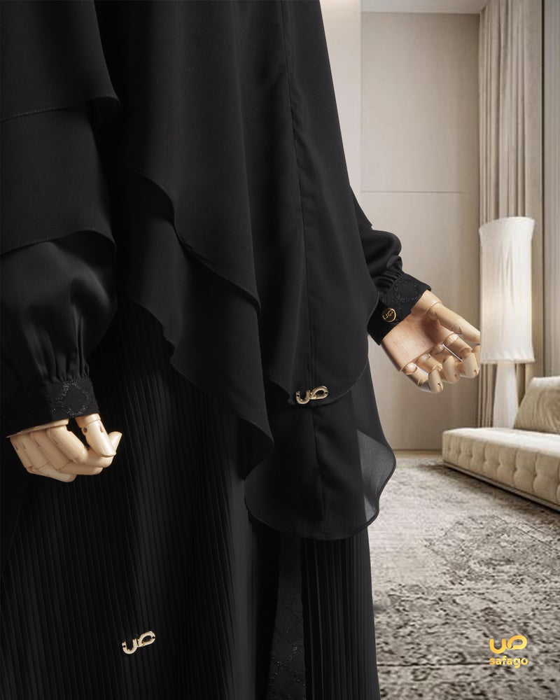 HAJAR EID ATTIRE LAYERS KHIMAR BLACK