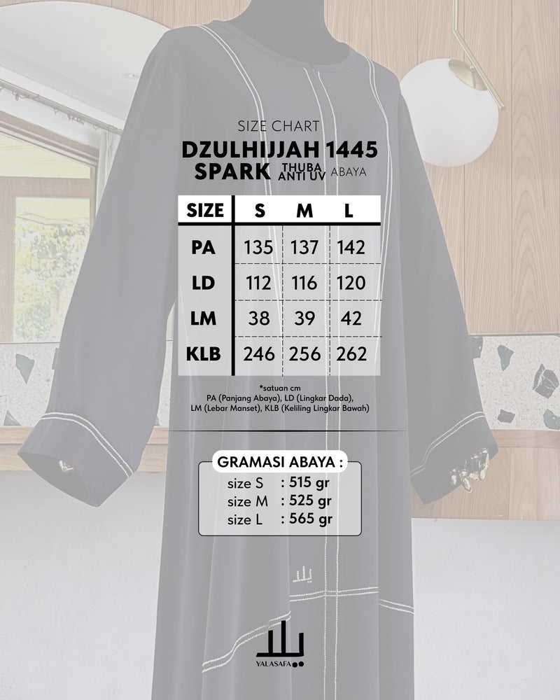 DZULHIJJAH 1445 SPARK (THUBA ANTI UV) ABAYA BLACK