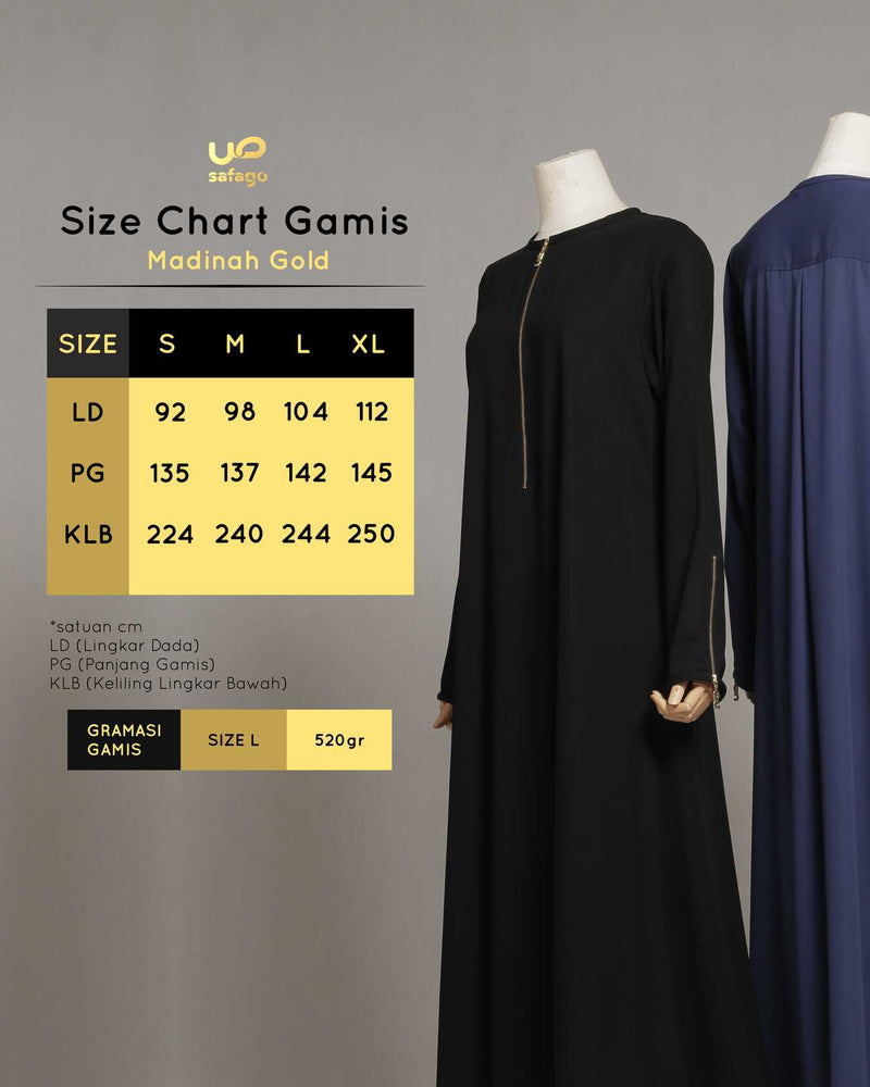 MADINAH GAMIS GOLD JET BLACK